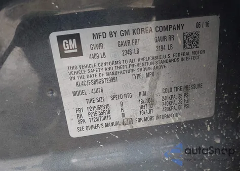 2016 Buick Encore Convenience из США, поврежденный, VIN KL4CJFSB9GB729991